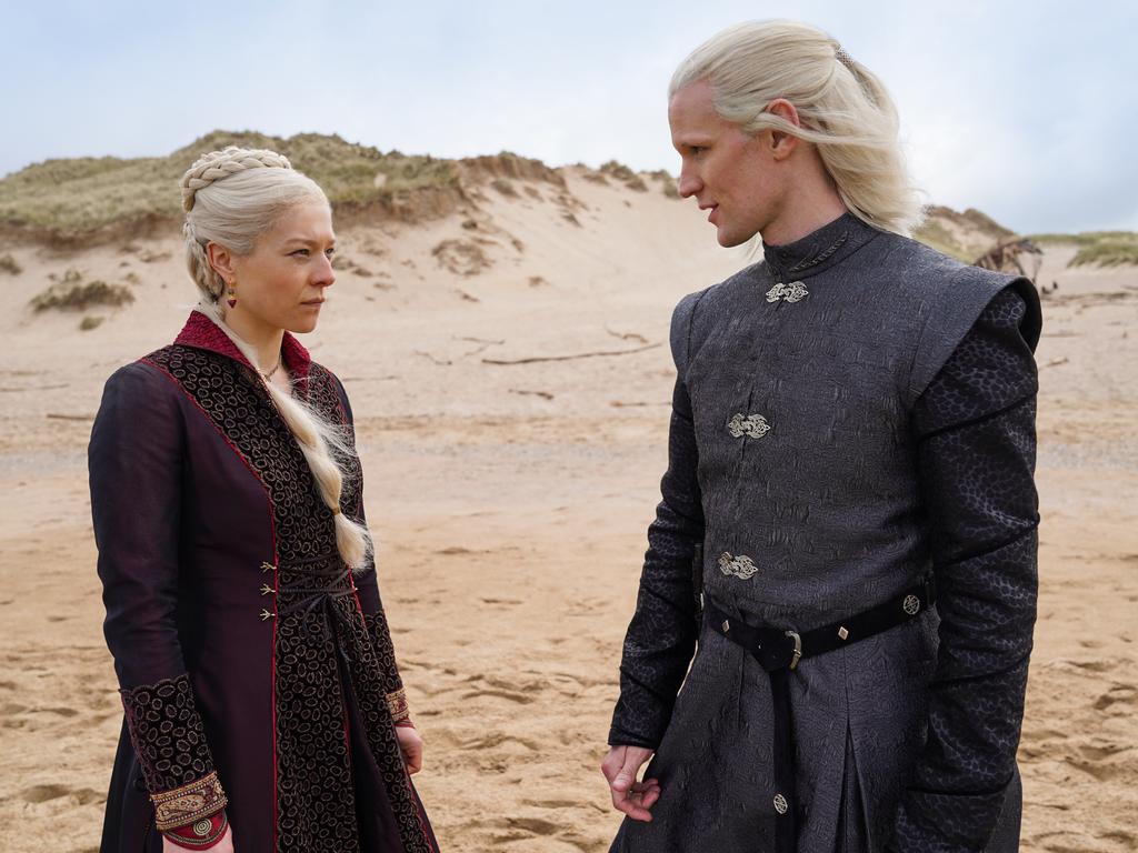 Emma D’Arcy as Princess Rhaenyra Targaryen and Matt Smith as Prince Daemon Targaryen in House of the Dragon. Picture: HBO Binge