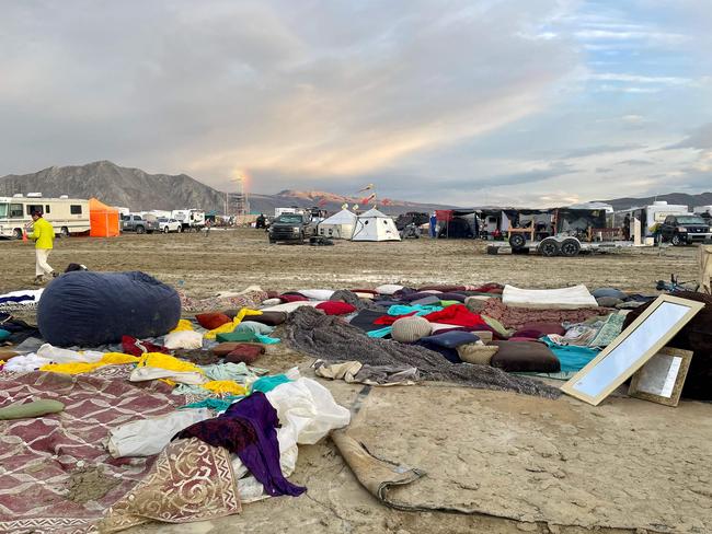 The muddy desert plain after heavy rains at the site of the annual Burning Man festival. Picture: AFP