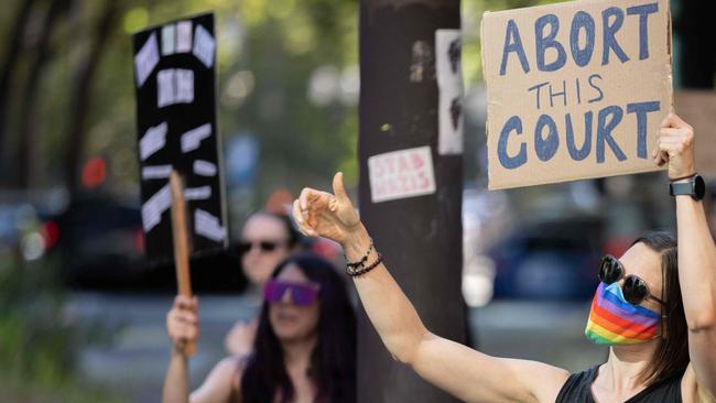 Abortion rights activists in Portland, Oregon protest after the US Supreme Court struck down Roe v. Wade, overturning the right to abortion. Picture: AFP