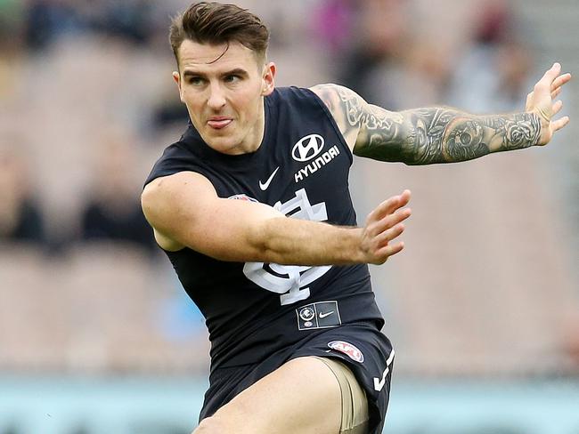 AFL Round 9. 20/05/2018.  Carlton v Melbourne at the MCG.  Carlton's Aaron Mullett   . Pic: Michael Klein