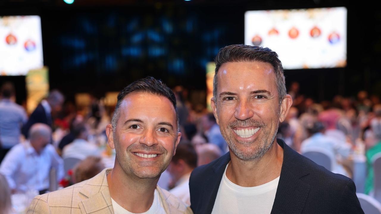 Eric Machado and Adam Hudson at the 2023 Christmas Appeal - Gold Coast Leaders Business Breakfast at The Star Gold Coast. Picture, Portia Large.