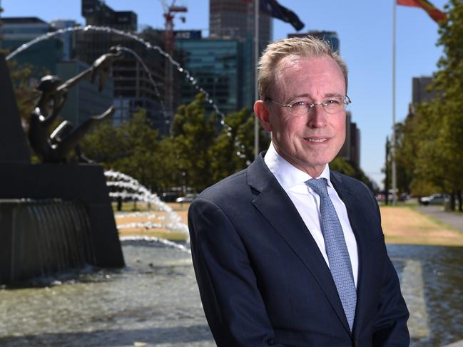 31/1/19 - Martin Haese, new Boss of Business SA with Chair Nikki Govan in Victoria Square. Photo - Naomi Jellicoe