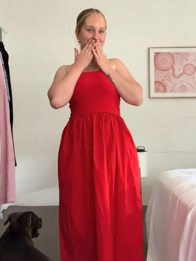 The dress has sold out in many stores after it went viral online. Picture: TikTok/SamanthaMsMylie