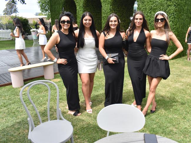 Guests in striking racewear at Penfolds Derby Day at the Flemington Racecourse on Saturday, November 02, 2024: