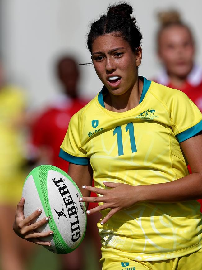 Rhani Hagan in the Rugby Sevens.