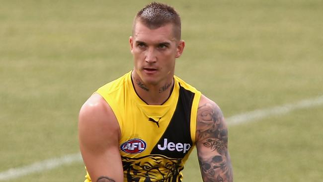 Dustin Martin in action during a Richmond training session. (Photo by Robert Prezioso/AFL Media/Getty Images)