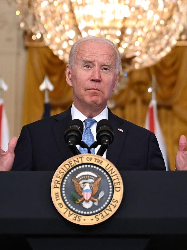 US President Joe Biden speaks East Room of the White House in Washington, DC. Picture: Brendan Smialowski/AFP