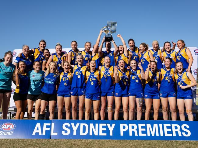 The East Coast Eagles completed a hat trick of Premier Women's division flags. Photo: Narelle Spangher/ AFL Sydney