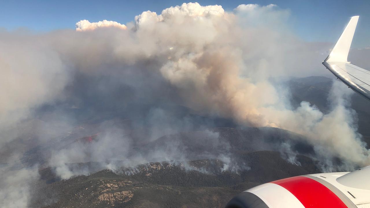 An aerial view of bushfires burning south of Canberra. Picture: Supplied