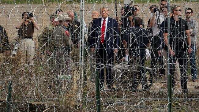 President Biden and former President Trump made duelling visits to the southern border in Texas on Feb. 29. Pictures is Trump visiting the U.S.-Mexico border at Eagle Pass. Picture: Reuters/Go Nakamura