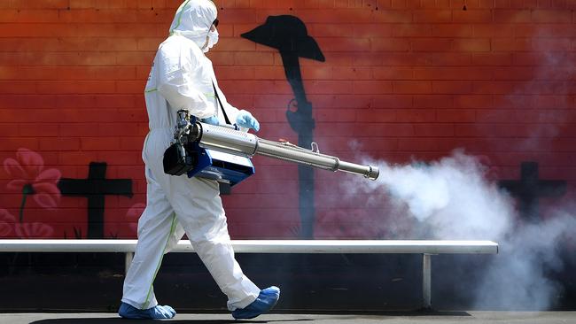 SYDNEY, AUSTRALIA - NCA NewsWire Photos JANUARY, 21, 2021: Workers conduct a deep clean at Berala Public School in Sydney. Picture: NCA NewsWire/Joel Carrett