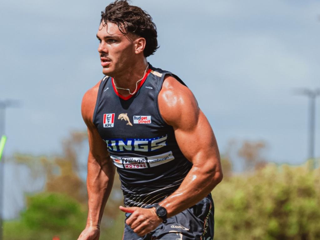 Herbie Farnworth at his first Dolphins training session. Picture: Dolphins Instagram