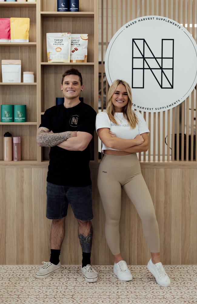 Coopa and Georgie Stevenson with Naked Harvest products