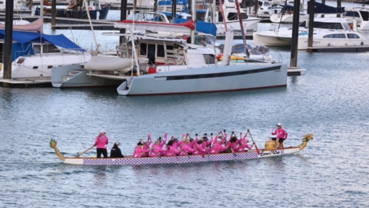 Dragon boating is a popular activity among breast cancer survivors as it is believed to help prevent lymphedema. Pictured: Dragons Abreast