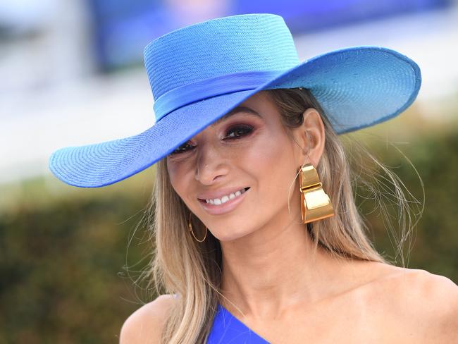 Nadia Bartel trackside at the Caulfield Cup. Picture: Julian Smith, AAP Image.