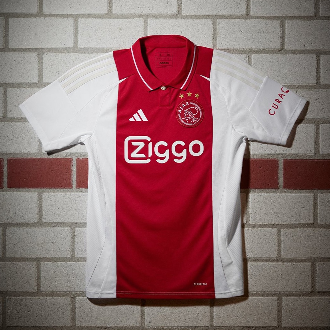 <h3>3. Ajax Home</h3><p>&nbsp;</p><p>Dutch club Ajax has been dethroned from last year&rsquo;s number one position, but their home kit for this season is still very, very good. We are especially fond of the monochrome stripe detailing on the shoulder, which ties into the feel of the jersey nicely.</p><p class="button-common"><a title="Shop the Ajax jersey" href="https://www.adidas.com.au/ajax-amsterdam-24-25-home-jersey/IT6168.html" target="_blank" data-cta="Shop the Ajax jersey" data-editable="true">Shop the Ajax jersey</a></p>