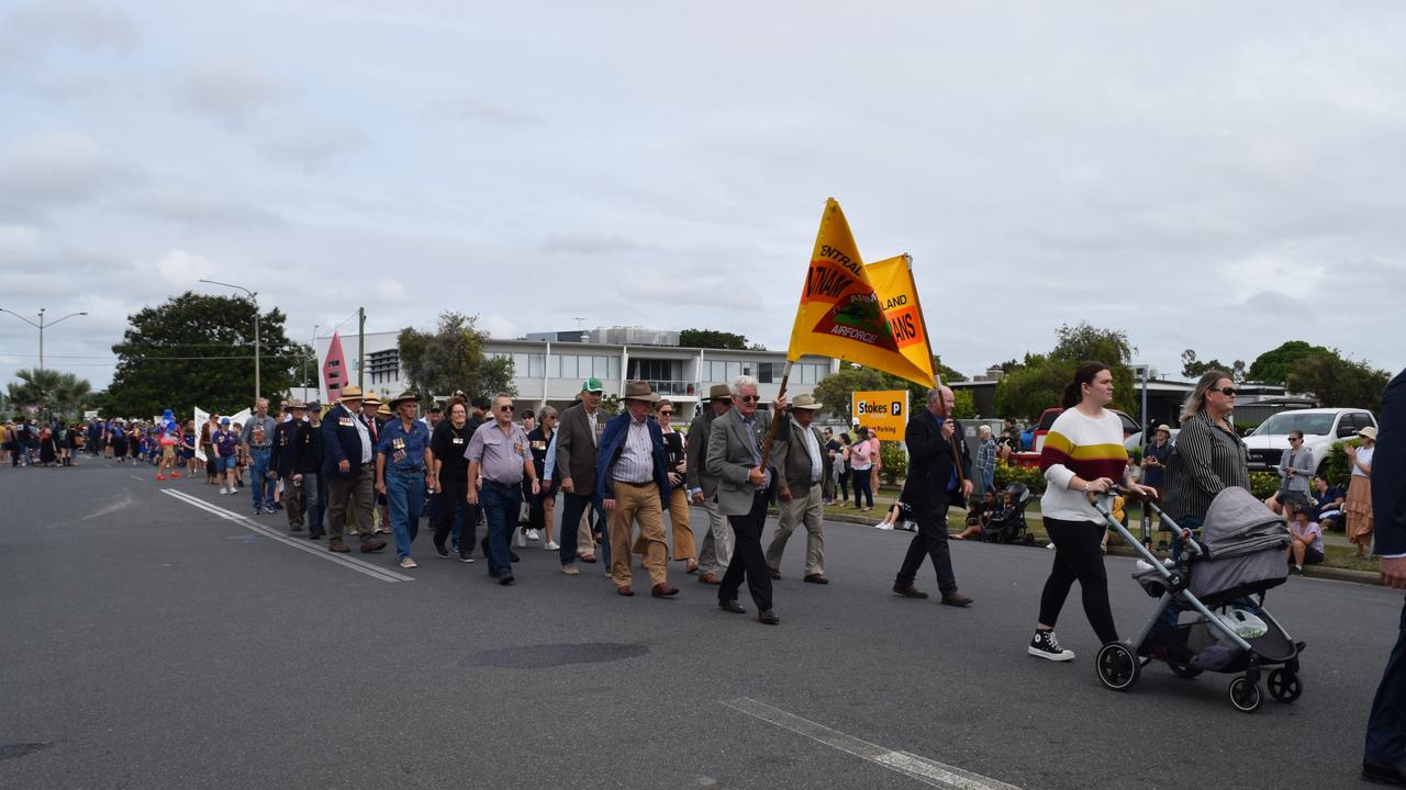 People in the Rockhampton ANZAC day march.