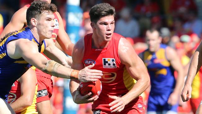 Jaeger O'Meara in action against West Coast. Picture: Richard Gosling