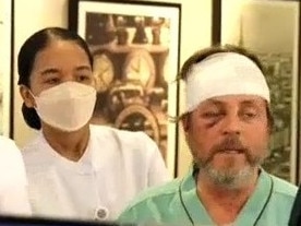 Singapore Airlines turbulence victim Keith Davis at Samitivej Srinakarin Hospital in Bangkok, Thailand. Picture: ABC News