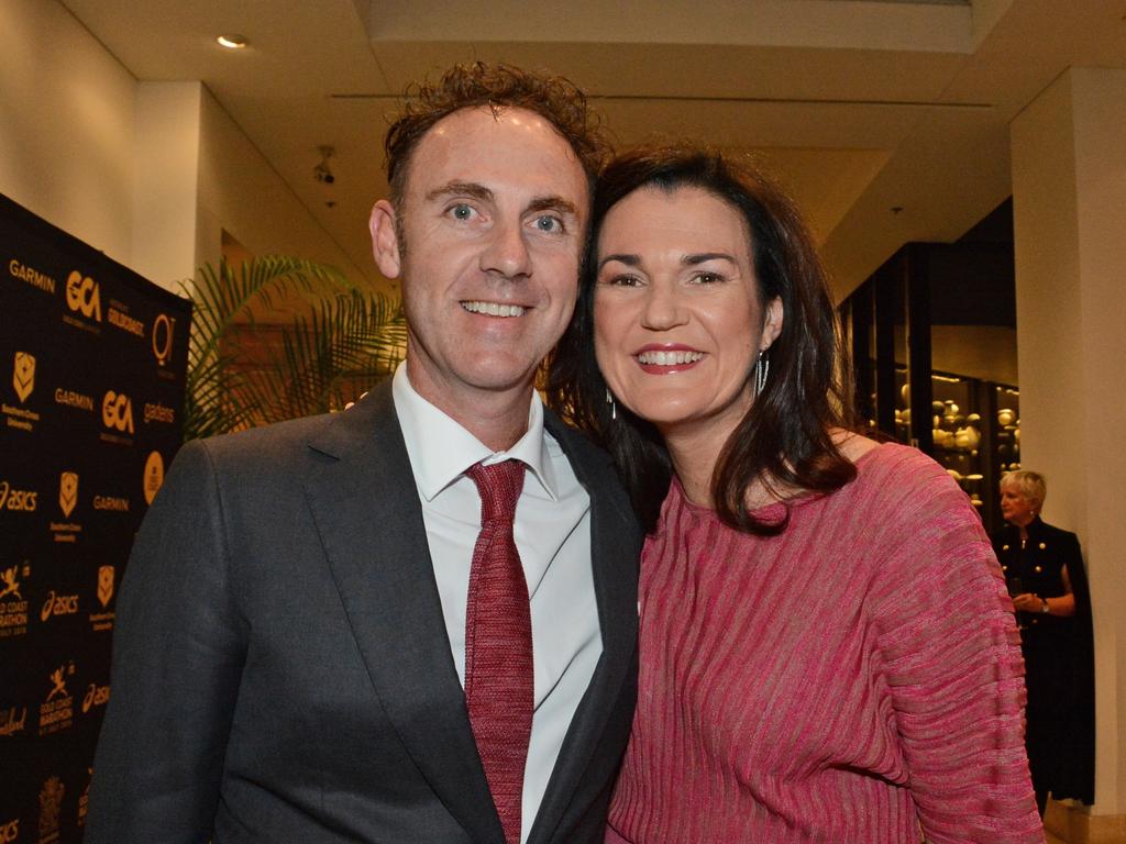 Tony Mullen and Melissa Mayhew at Gold Coast Marathon gala dinner at QT Resort Surfers Paradise. Picture: Regina King.