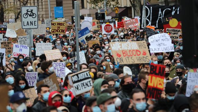 The Black Lives Matter protest in Melbourne. Picture: Alex Coppel