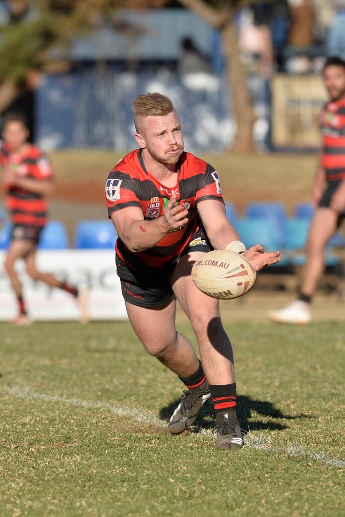 Nathan Bowering of Valleys Roosters against Dalby Diehards in TRL Premiership qualifying final rugby league at Glenholme Park, Sunday, August 12, 2018. Picture: Kevin Farmer