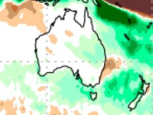 June to August rainfall anomaly: Green shading represents wetter than average conditions through to dark brown representing drier than average rainfall. Source: Japan Agency for Marine-Earth Science and Technology.