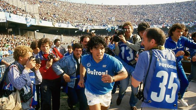 Scene from the documentary Diego Maradona depicting his career at Napoli
