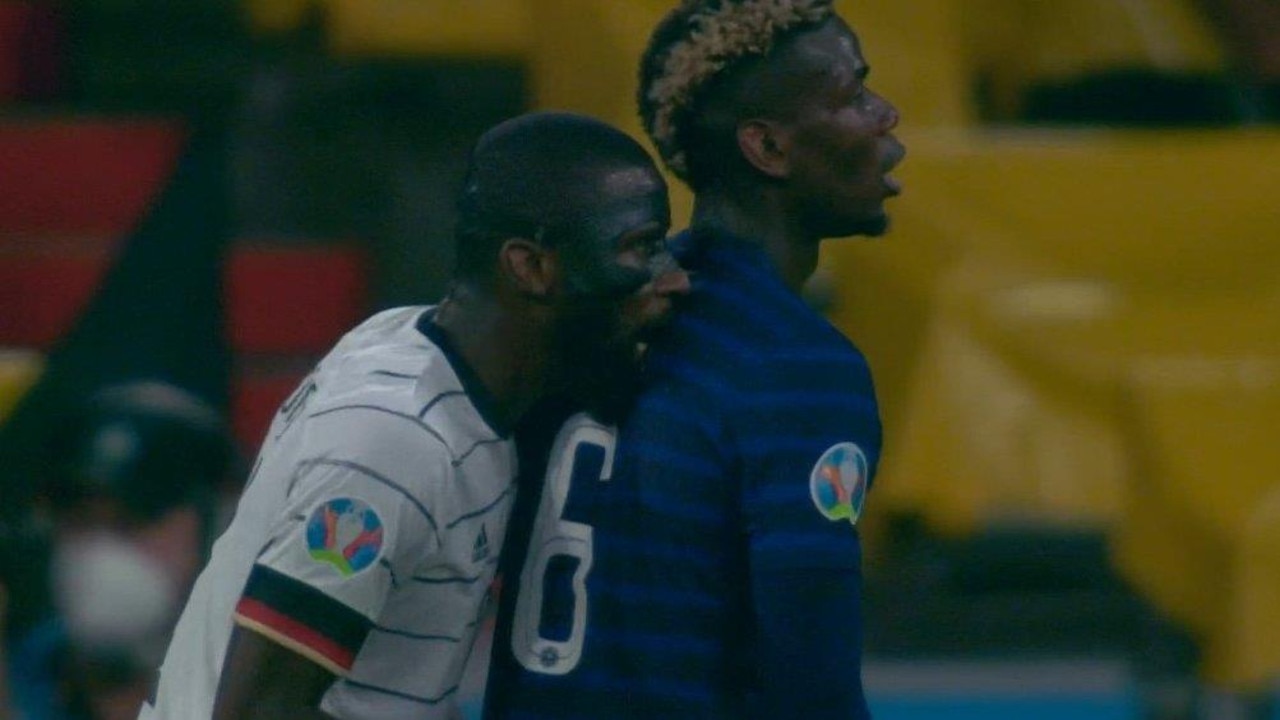 Antonio Rudiger tried to take a chunk out of France star Paul Pogba.