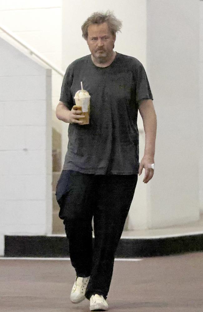 Matthew Perry was seen in a rare public outing as he ran errands in Beverly Hills. Picture: Coleman-Rayner