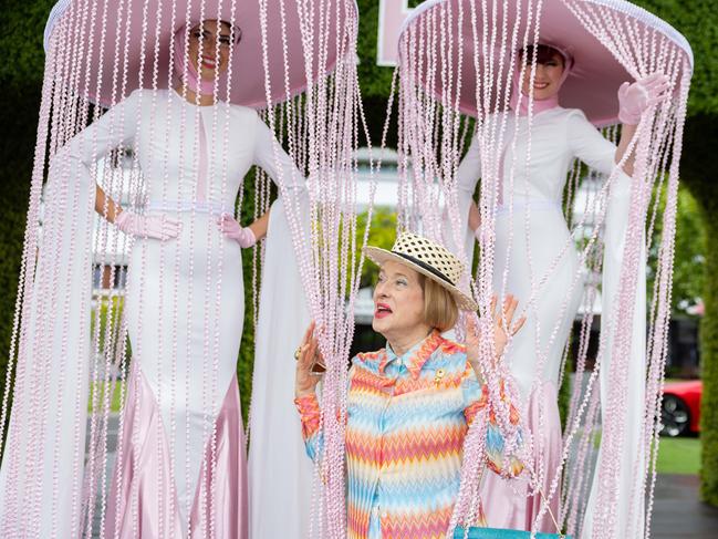 Gay Waterhouse arrives. The Park and Flemington Racing Launch. Picture: Jason Edwards