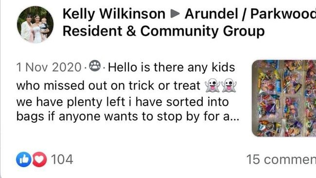 A Facebook post from Kelly Wilkinson.