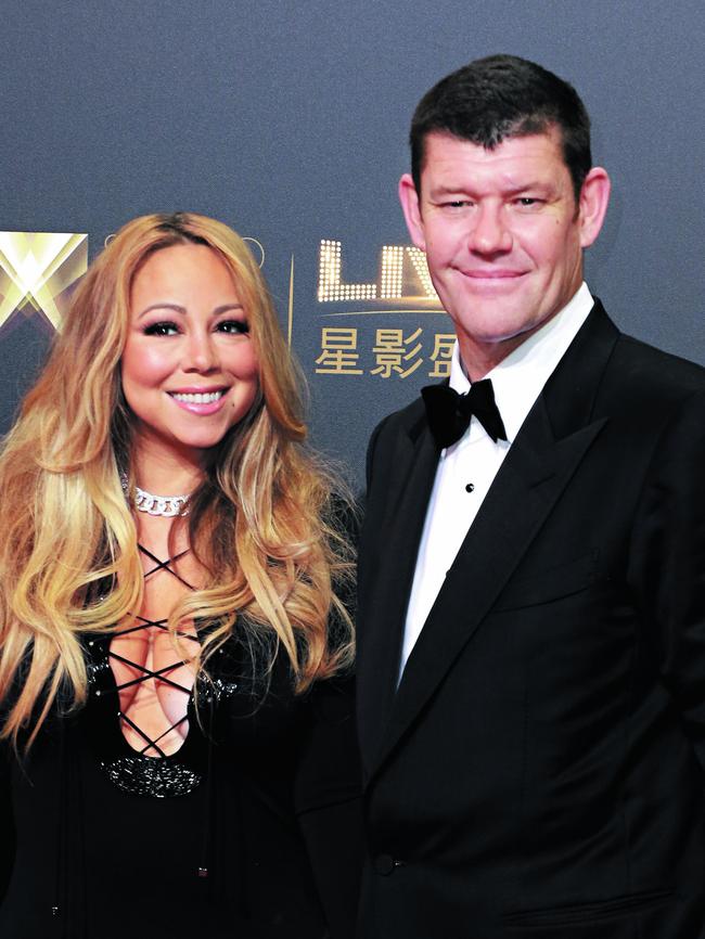 Packer with Mariah Carey in Macau, October 2015. Pic: Getty Images