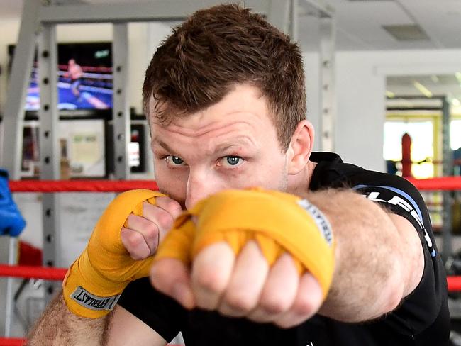 BRISBANE, AUSTRALIA - AUGUST 15: Jeff Horn does some shadow boxing as he continues preparations for his fight against Michael Zerafa at Dundee's Gym on August 15, 2019 in Brisbane, Australia. (Photo by Bradley Kanaris/Getty Images)