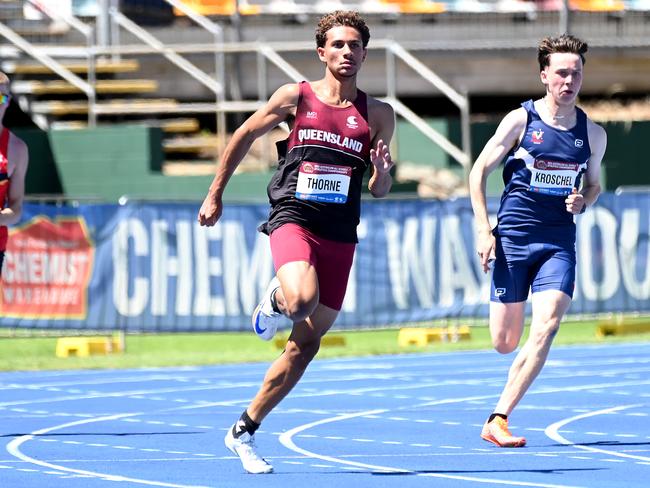 Terrell ThorneAustralian All Schools track and field championships in Brisbane. Saturday December 7, 2024. Picture John Gass