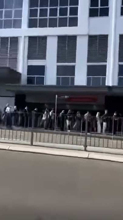 Huge bus queues due to train delays