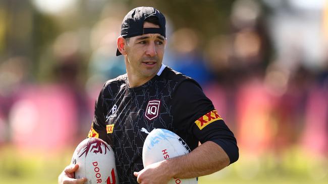 But Billy Slater is happy the Maroons aren’t being called underdogs ahead of Game I. Picture: Getty Images.