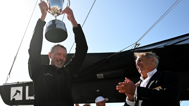 Owner and Skipper of LawConnect Christian Beck has finally won line honours in the Sydney to Hobart. Picture: Steve Bell/Getty Images