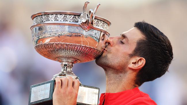 Novak Djokovic enjoys his French Open title.