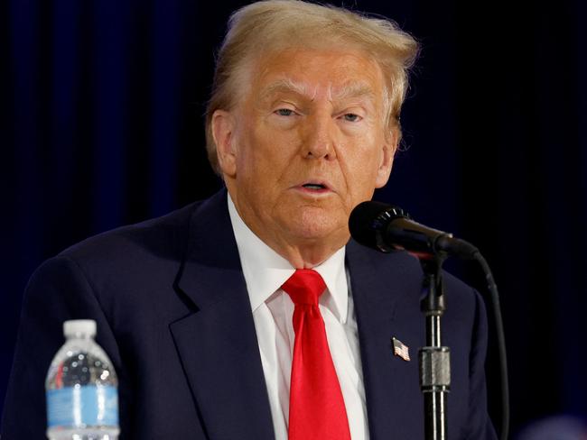 DORAL, FLORIDA - OCTOBER 22: Republican presidential nominee, former U.S. President Donald Trump participates in a roundtable discussion at the Latino Summit held at Trump National Doral Golf Club on October 22, 2024 in Doral, Florida. With 14 days to go until Election Day, Trump and Democratic presidential nominee, U.S. Vice President Kamala Harris continue to crisscross the country asking for votes.   Anna Moneymaker/Getty Images/AFP (Photo by Anna Moneymaker / GETTY IMAGES NORTH AMERICA / Getty Images via AFP)