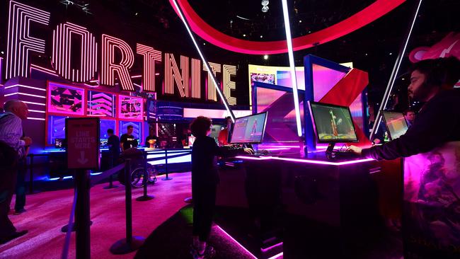 Gaming fans play Fortnite at the 2019 Electronic Entertainment Expo in Los Angeles. Picture: AFP