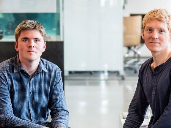 Two brothers who are co-founders of online payments startup Stripe, John Collison, left, president, and Patrick Collison, chief executive, have supervoting shares in the company, which was valued at $9 billion in its latest round of fundraising. PHOTO: DAVID PAUL MORRIS/BLOOMBERG NEWS