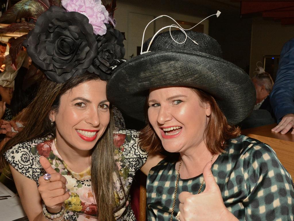 Diana Nairn and Nicole Murdoch at Melbourne Cup celebrations at Miss Moneypenny's, Broadbeach. Picture: Regina King