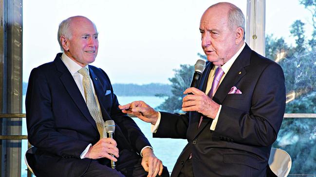 Former Australian prime minister John Howard and Jones on stage in 2017.