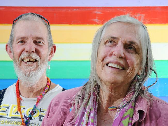 Bob Tissot and Katie Cawcutt of Nimbin, were among the first Aquarius Festival attendees in 1973. Picture: Patrick Gorbunovs