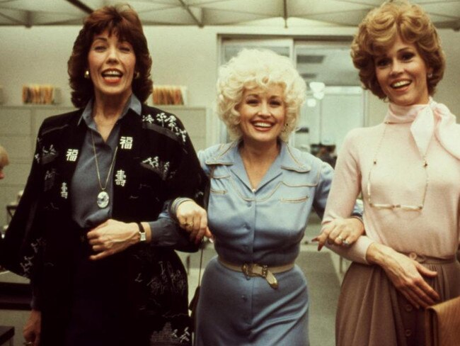 The original 9 to 5 movie cast members (from left) Lily Tomlin, Dolly Parton and Jane Fonda. Picture: 20th Century Fox Film Corp