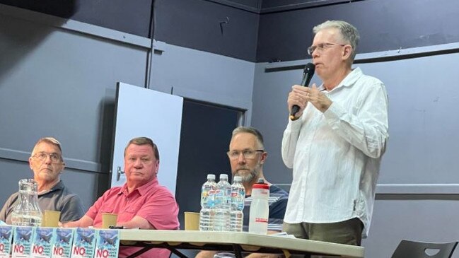 Community leader John Hicks at a public meeting.