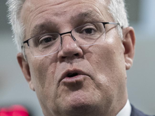 SYDNEY, AUSTRALIA - NOVEMBER 05: Prime Minister Scott Morrison speaks at a press conference at Scientia Clinical Research in Randwick on November 05, 2020 in Sydney, Australia. Prime Minister Scott Morrison announced the federal government has secured an additional two new COVID-19 vaccine agreements to deliver 50 million doses for Australians. Under the new agreements Novavax would supply 40 million vaccine doses and Pfizer/BioNTech would provide 10 million doses. The Novavax and Pfizer/BioNTech vaccines are expected to be available in Australia from early to mid 2021, subject to the success of trials and the needed approvals. (Photo by Brook Mitchell/Getty Images)