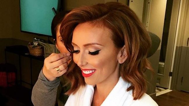 Oscar preparations ... TV presenter Juiliana Rancic getting ready for the 2015 Academy Awards. Picture: Instagram.