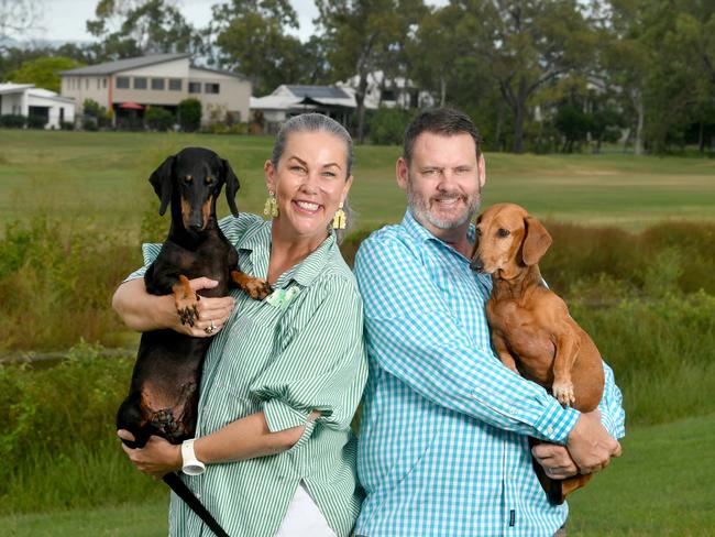 Jools and Errol Munro with Anthony and Robert prepare for a Pooch Party. Picture: Evan Morgan